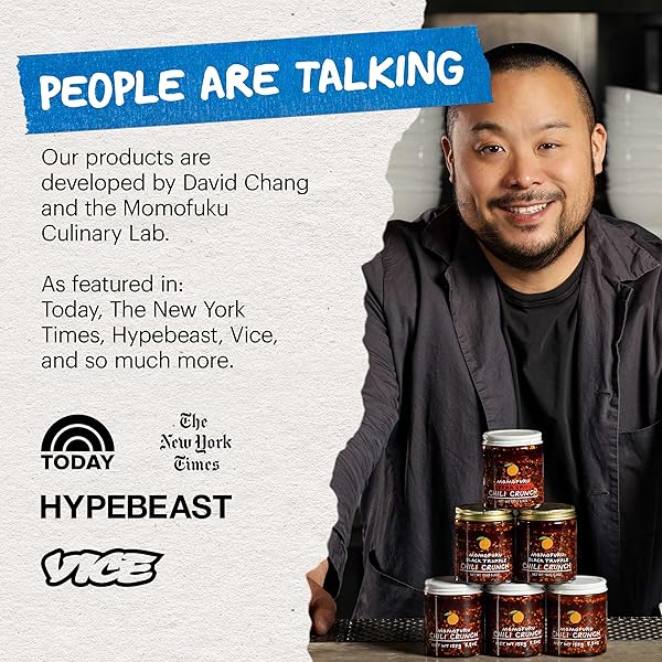 MOMOFUKU HOT HONEY CHILI CRUNCH BY DAVID CHANG 7.7 OZ, OIL WITH PREMIUM WILDFLOWER HONEY, GARLIC AND SHALLOTS, CHILI CRISP FOR COOKING, AS SAUCE OR TOPPING