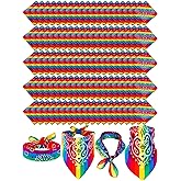 Unittype 100 Pieces Paisley Bandanas Bulk Unisex Cowboy Bandanas Assorted Headband Square Scarf for Western Party Costume