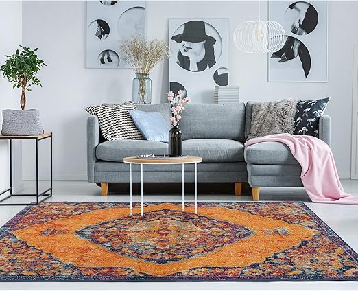 Amazon Com Ottomanson Rix3135 5x7 Area Rug 5 3 X 7 Orange Furniture Decor