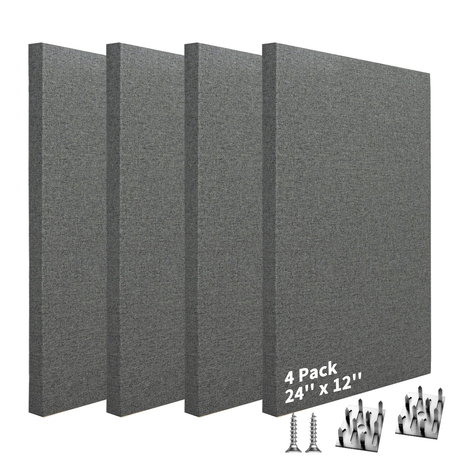 Art3dwallpanels 4 PCS Acoustic Panels, 24''x12'' Fabric Soundproof Wall Panels, Easy-Hook Mounting S