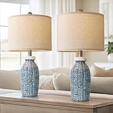 G-SAFAVA 22.75" Table Lamps for Bedroom Living Room Boho Lamp Set of 2 Farmhouse Lamp Bedside Nightstand Small Rustic Vintage