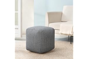 Anji Mountain 100% Handmade & Handcrafted Comfortable Home Décor Pouf Ottoman Footrest for Living Room, Bedroom, Nursery, Kidsroom, Patio Furniture - (20" x 20" x 20" - Gray Maze)