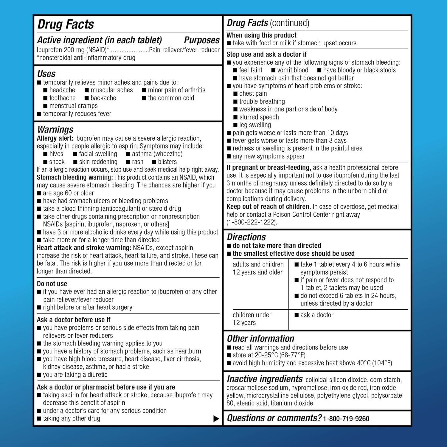  Basic Care Ibuprofen Tablets 200 mg, Pain Reliever/Fever Reducer (NSAID), 500 Count: Health & Personal Care