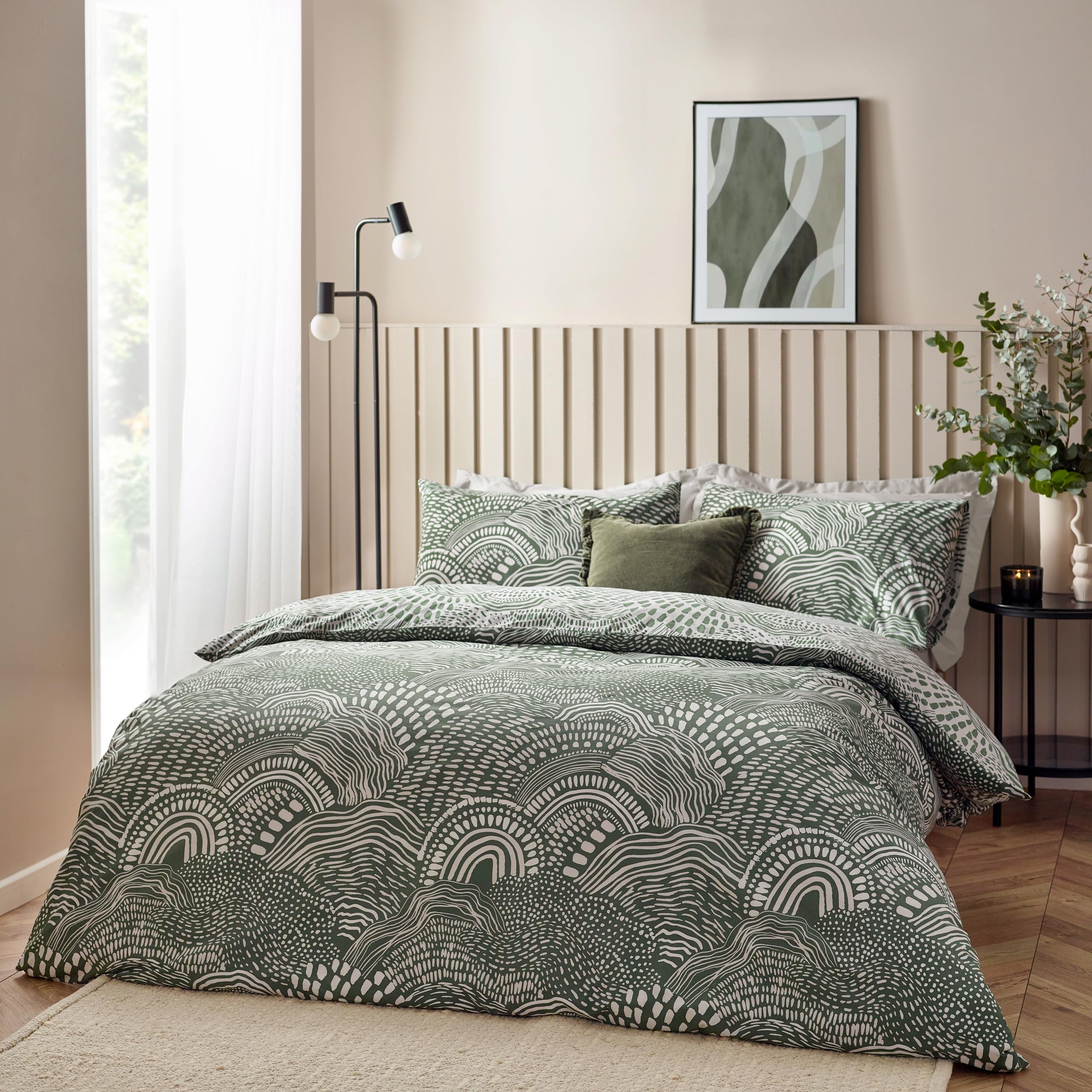 furn. Hoem Nola Abstract Geometric Duvet Cover Set, Olive