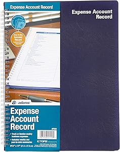 Adams Expense Account Record Book, Spiral Binding, 8.5 x 11 Inches, Clear (AFR20)