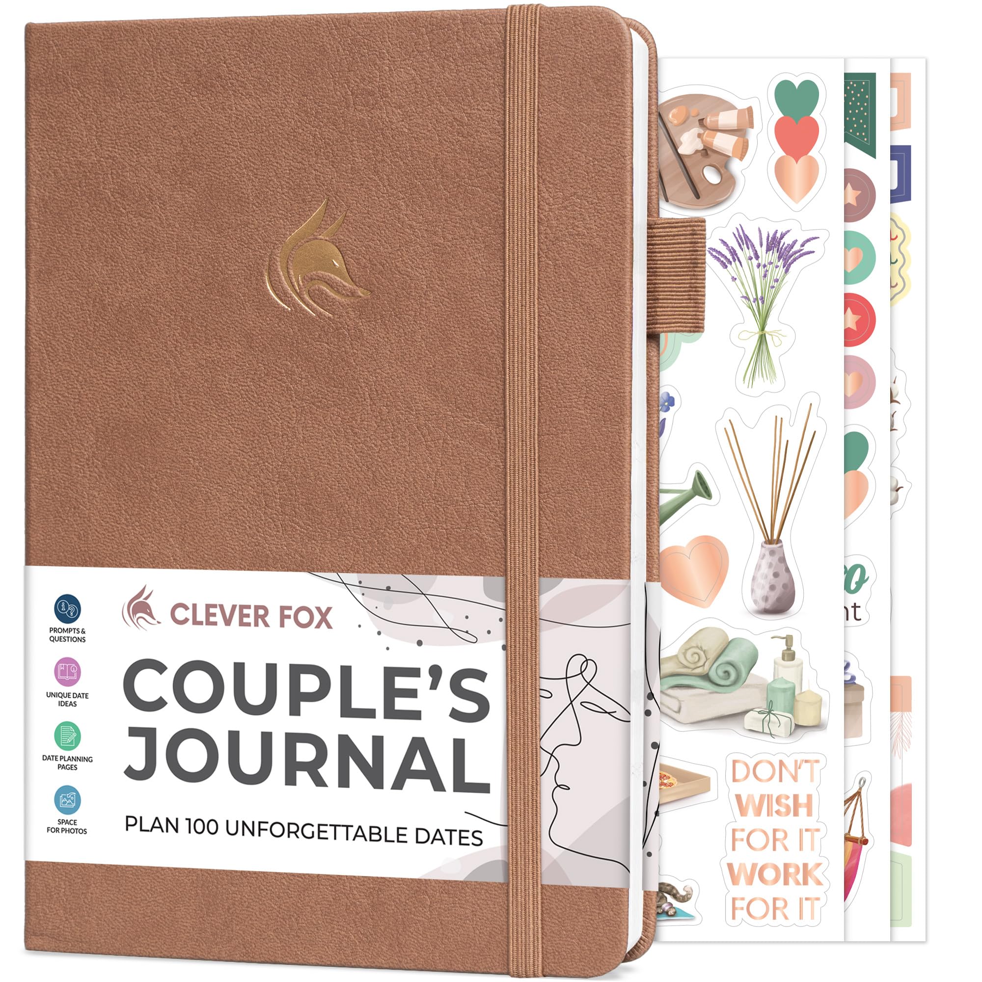Clever Fox Couple’s Journal – Couples Date Night, Activity & Journaling Workbook – Relationship Book to Plan Dates & Fill Out Together – Engagement Gift Ideas – A5 Size (Dark Terracotta)