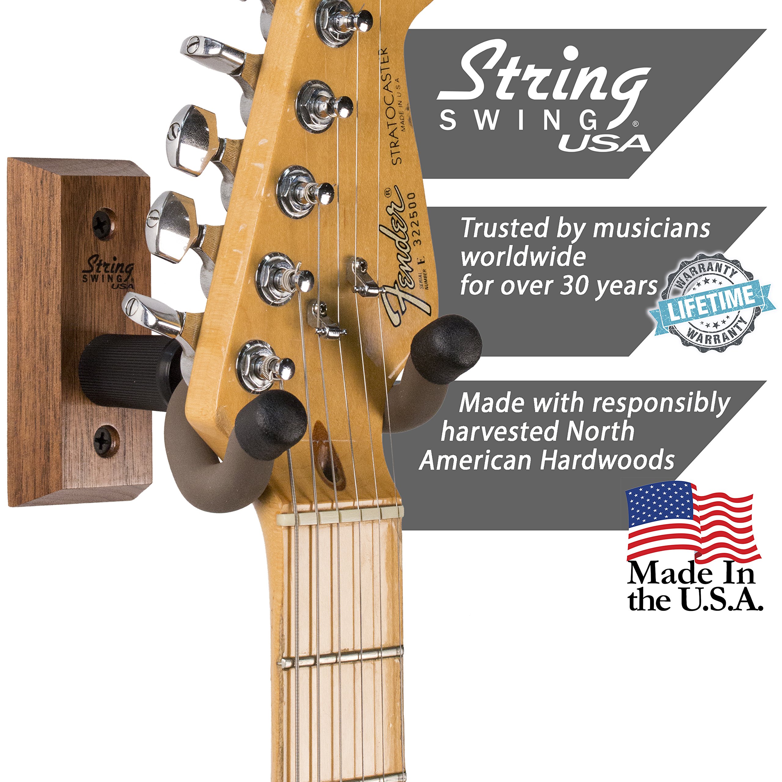 String Swing CC01KBW Guitar Hanger and Guitar Wall Mount Bracket