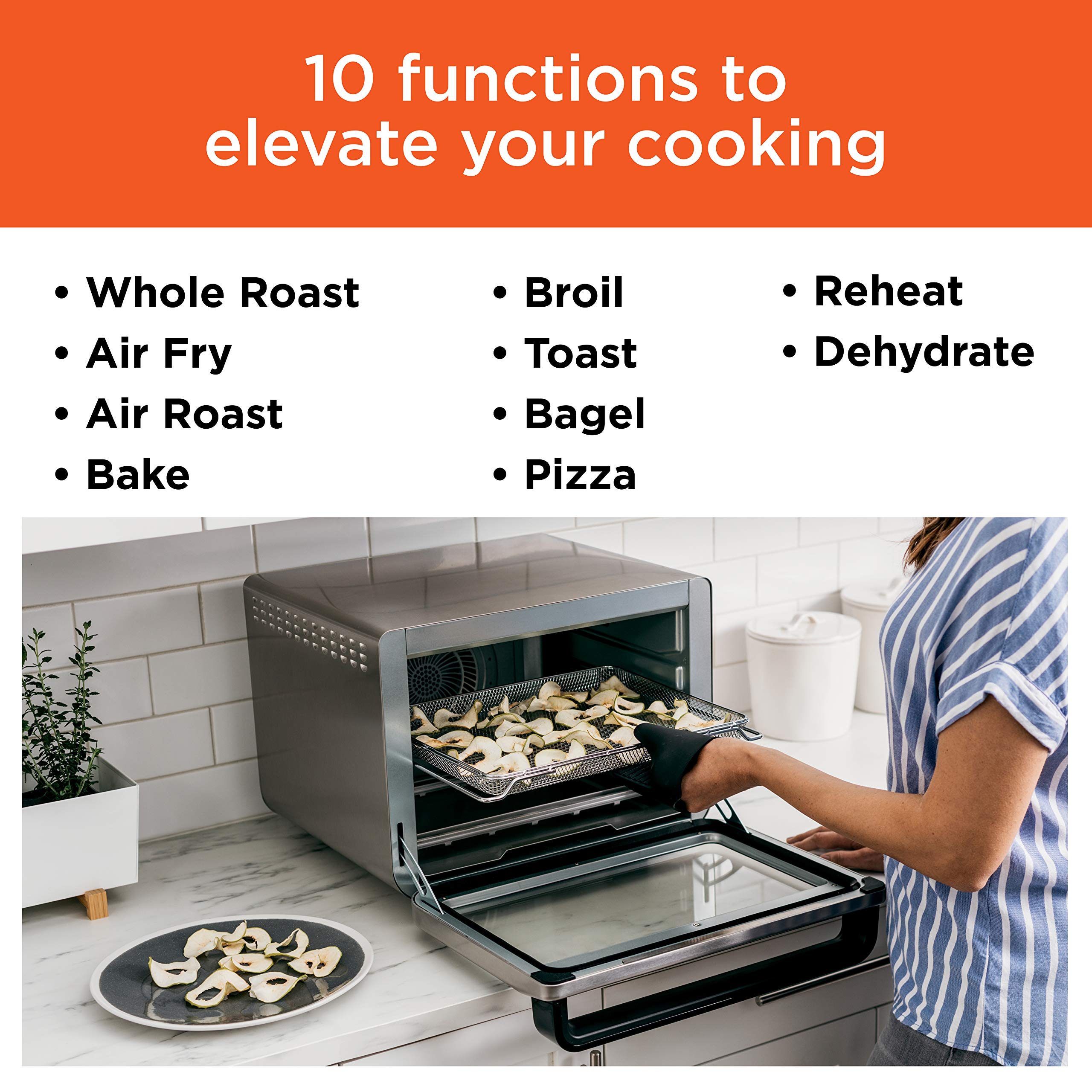 Ninja Air Fryer & Toaster Oven | Foodi Series, XL Pro Air Oven Kitchen Countertop Convection | 10-in-1 Functions | Fits a 5-lb Chicken & Sheet Pan of Vegetables | 1800 Watts | Stainless Steel | DT201