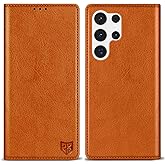 ZZXX for Samsung Galaxy S23 Ultra Wallet Case with [RFID Blocking] Card Slot Stand Strong Magnetic Leather Flip Fold Protective Phone Case for Samsung Galaxy S23 Ultra Case Wallet(Brown-6.8 inch)