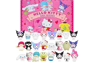 Hello Kitty and Friends Surprise Figurines Box with 24 Pcs 3D Collectible Character Figurines, Sanrio Kuromi Cinnamoroll My Melody, Gifts for Girls (Multi 24 Pcs)