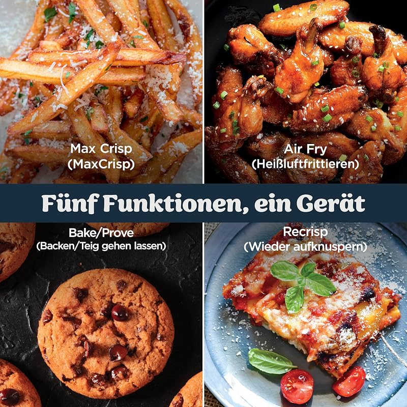 CRISPi PRO XL Glas-Heißluftfritteuse (Air-Fryer), Weiß AS090EUWH