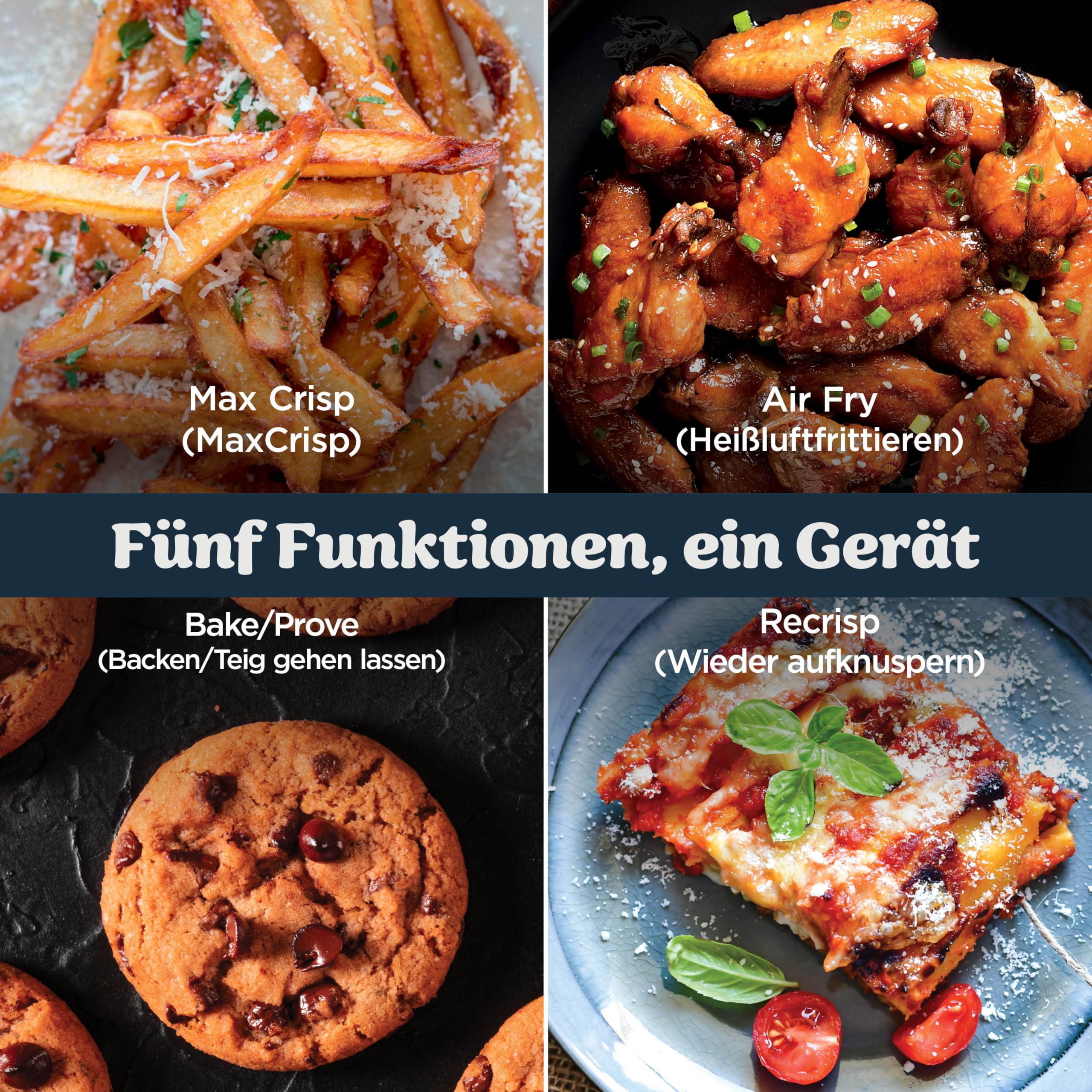Ninja CRISPi PRO XL Glas-Heißluftfritteuse (Air-Fryer), 5 voreingestellte Zubereitungsfunktionen, inkl. CleanCrisp-Glasbehälter (5,7 l und 2,3 l) und Aufbewahrungsdeckel, Weiß AS090EUWH 8