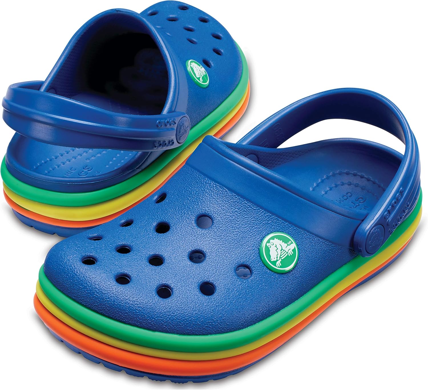 Sandália Crocband Rainbow Band Kids, Crocs, Criança Unissex, Blue Jean