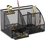 Osco Small Wiremesh Desk Organiser 6 Compartments 1 Drawer Black view 4
