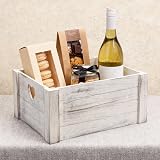 Wickerfield Small Wooden Box White Wash Gift Basket Storage Crate view 4