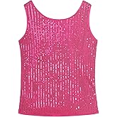 Noomelfish Girls Sequin Tank Tops Sparkly Glitter Dance Sleeveless Shirt (5-12 Years)