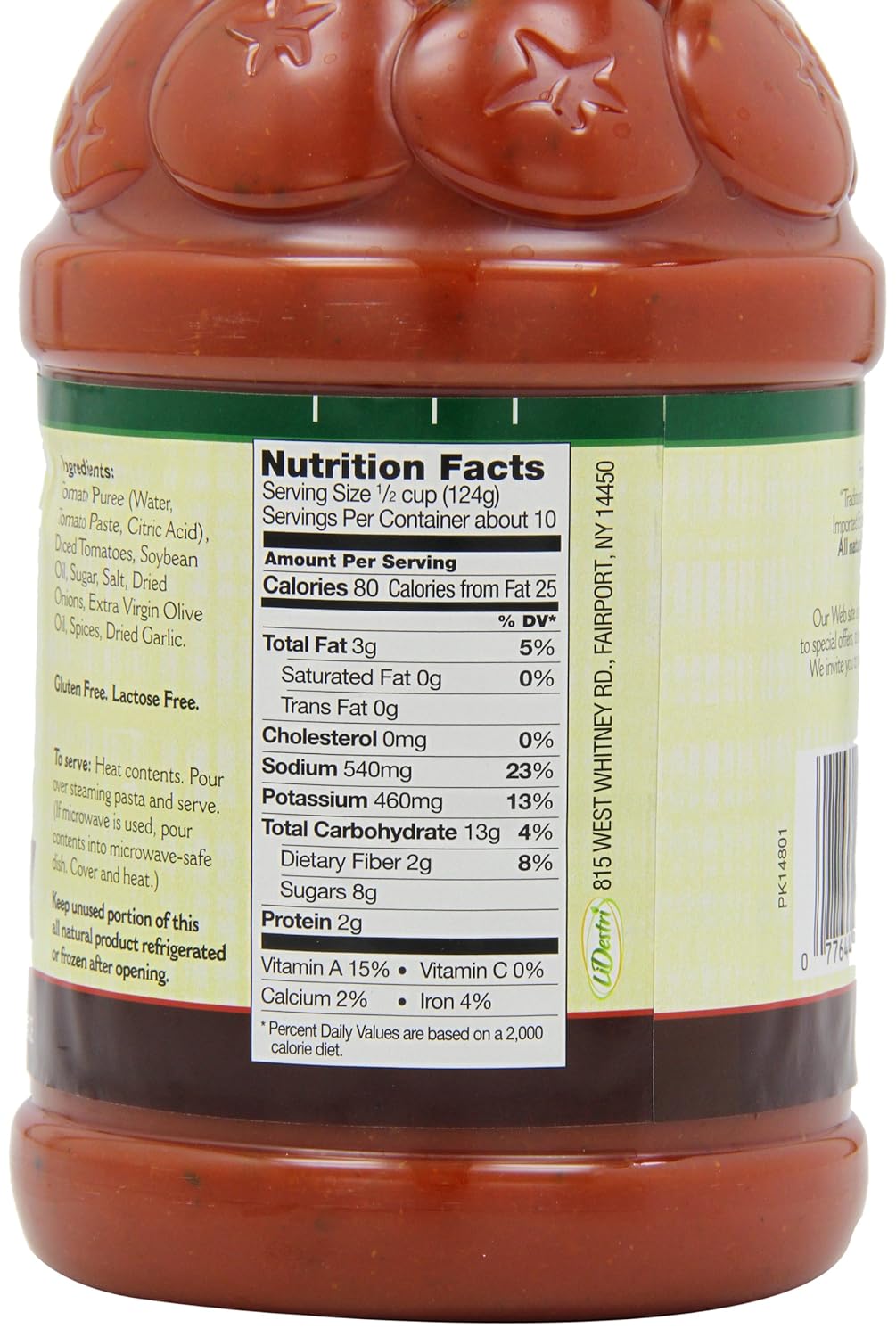 pasta sauce nutrition facts
