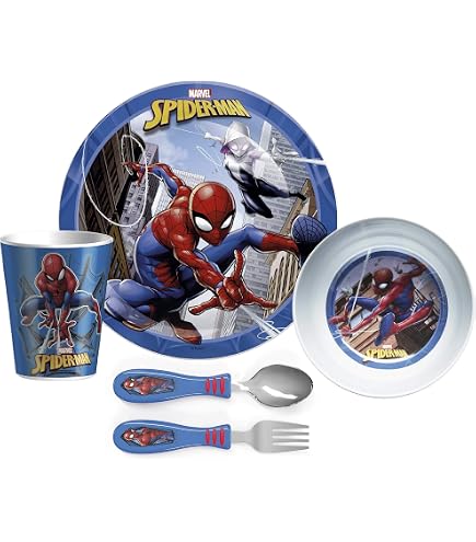 Sorrisini Vaisselle Enfant Avengers Réutilisable – Set 3 Pièces Assiette, Bol, Tasse 260 Ml, Sans BPA, Micro-ondes OK, Cadeau Idéal Pour Enfants Fans Marvel