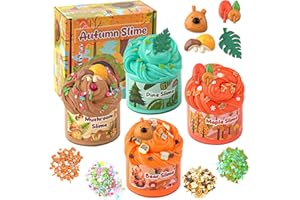 OKAYBEE 4 Pack Autumn Butter Slime, Super Soft & Non-Sticky Slime Kit for Girls & Boys, Slime Party Favors for Kids, Sensory Toys Holiday Birthday Easter Hallowmas Christmas Girls Gifts & Boys Gifts