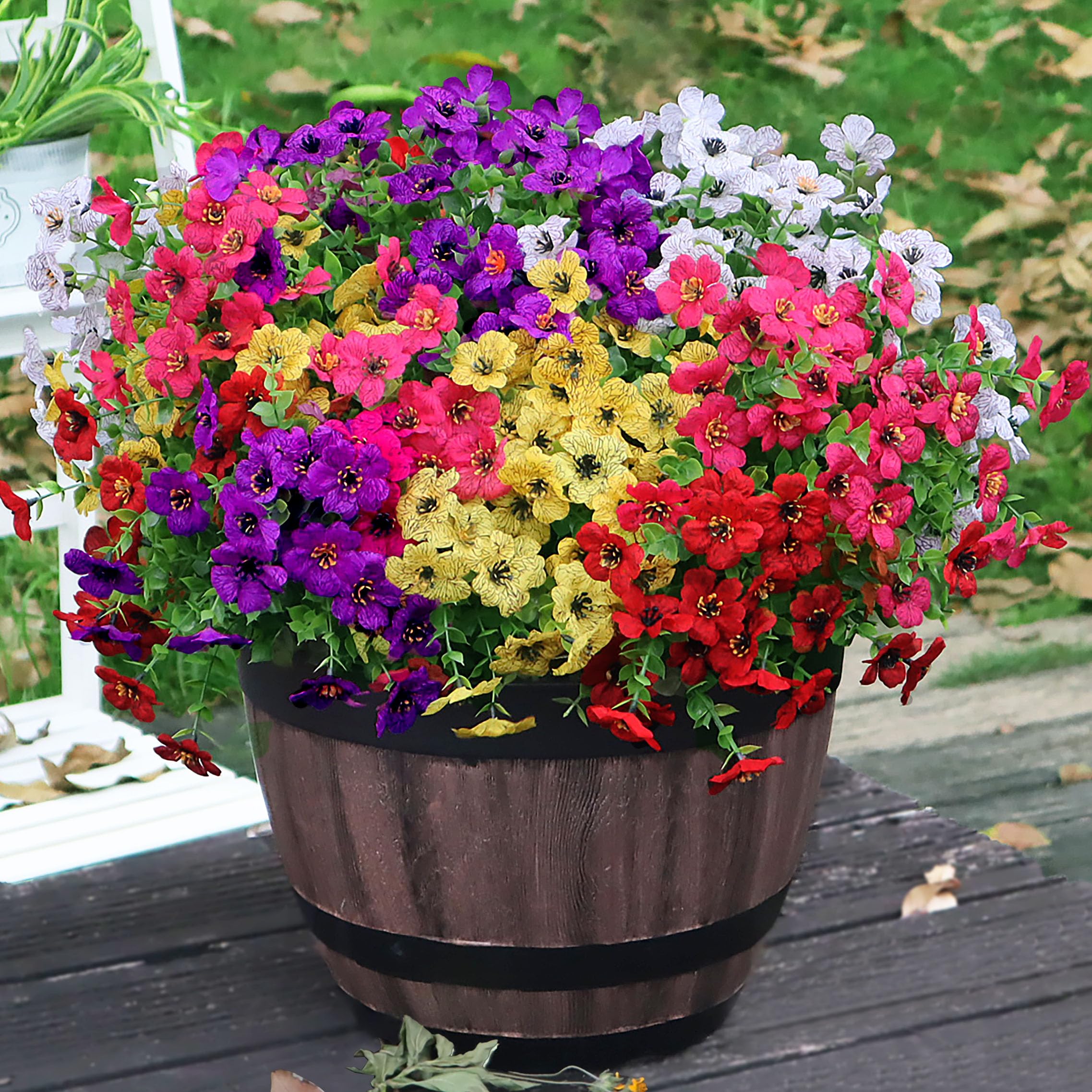View 1 of 20 Bundles Artificial Flowers for Outdoors, No Fade Fake Outdoor Flowers for Spring Summer Decor, UV Resistant Artificial Outdoor Flowers for Outside & Indoor Planter Porch Balcony Patio Decor - Mix