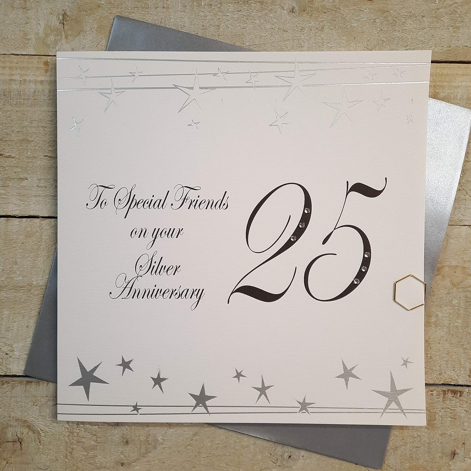 WHITE COTTON CARDS Large Big Twist Range, Special Friends On Your Silver 25" Handmade 25th Anniversary Card, XF25S