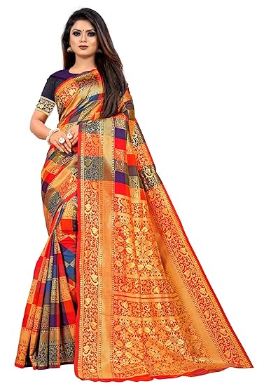Womens Jacquard Saree With Blouse Piece