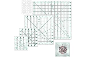 Karpoulra 4 Pack Quilting Rulers, Clear Acrylic Square Quilting Templates, Fabric Cutting Ruler for Craft Projects Quilting and Sewing （Blue）