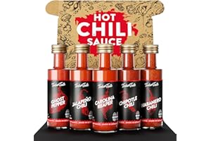 TIMBER TASTE® Classic Hot Sauce Gift Set [5x1.35 oz] Hot Sauce Variety Pack - Spicy Condiment Set for Heat Lovers in Mini Bottles - Gourmet Spicy Food Gifts for Women & Men - Birthday Gifts for Men