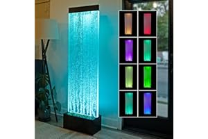 Alpine Corporation 72" Tall Indoor Floor Bubble Wall Fountain with Remote and Color-Changing LED Lights, Decorative Water Feature for Home or Office, Black