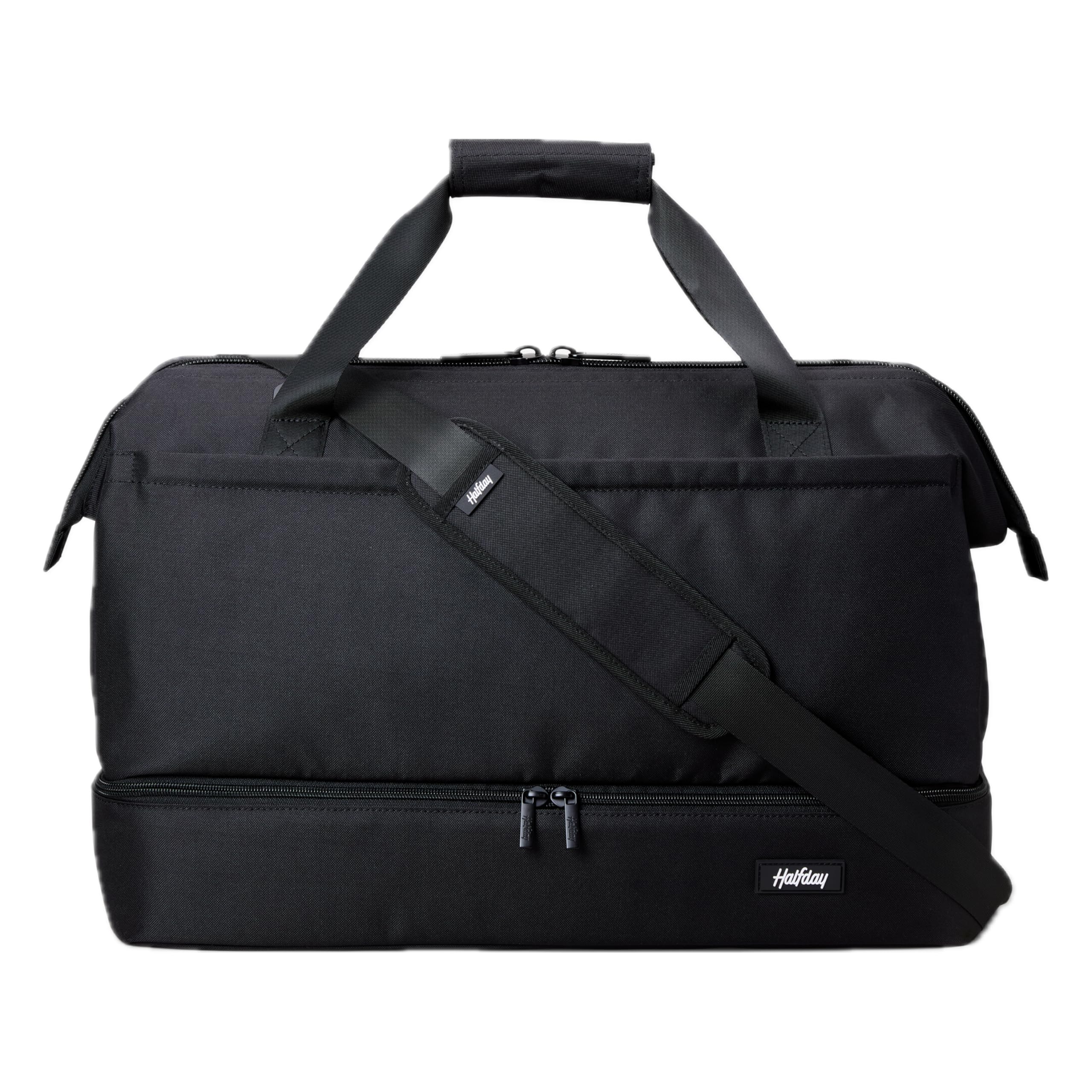Photo 1 of Halfday Double Decker Weekender Bag 40L | Designed for Easy Packing & Storage (Padded Strap, Zippered Bottom Compartment, Interior Mesh Pockets, Trolley Sleeve, Water-Resistant Fabric), Jet
