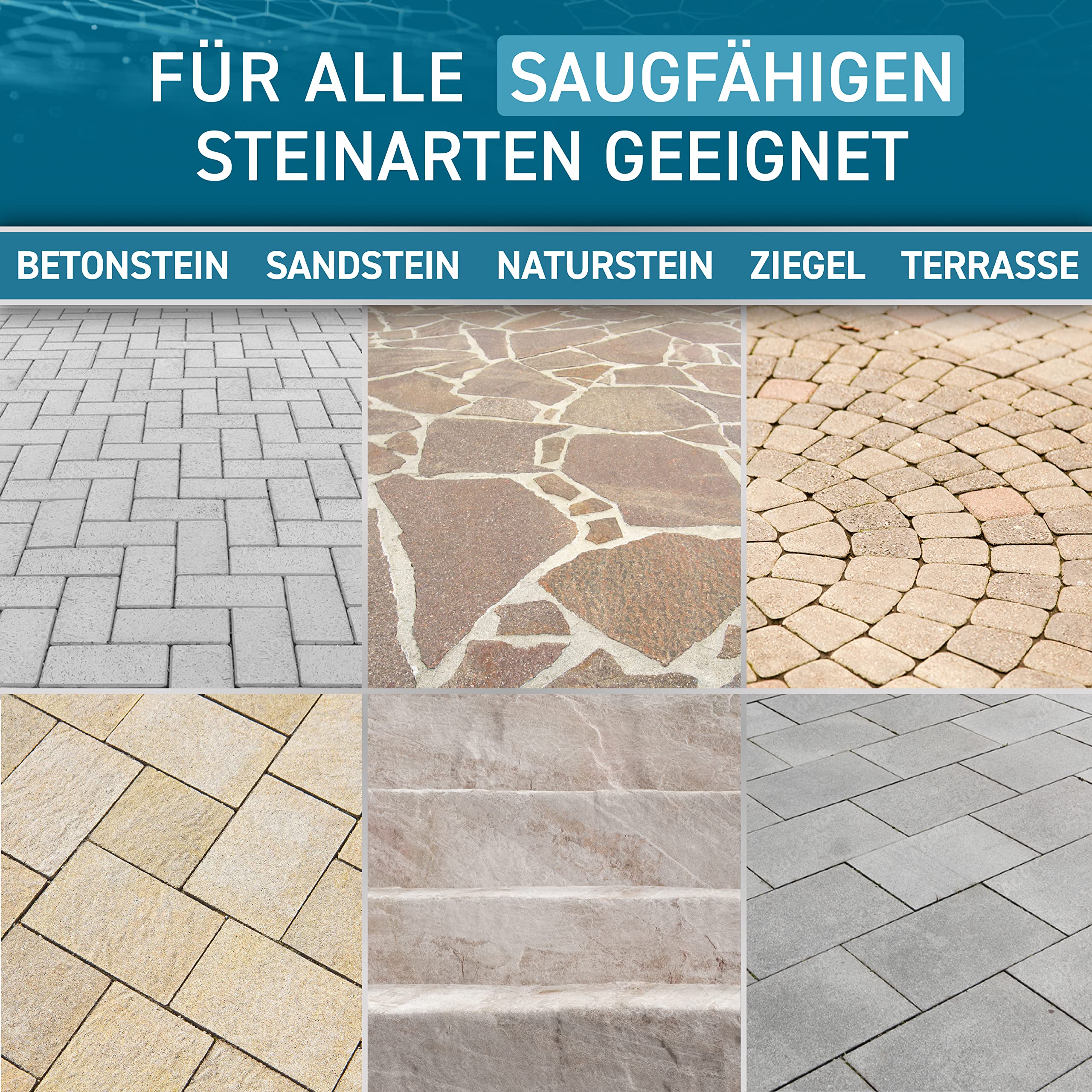 PLINTEX® Steinimprägnierung Außen & Innen 5 L für ca 40-60m² - Universelle Fassaden & Stein Imprägnierung für Naturstein, Beton, Granit & Pflasterstein - Stein-Versiegelung 4