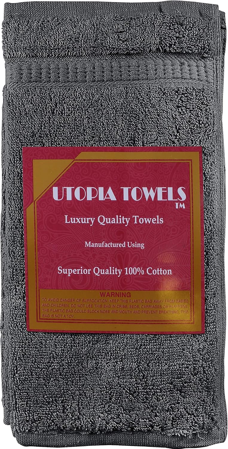 Utopia Luxury Washcloths 13" x 13" 12 pack - Gray: Home & Kitchen
