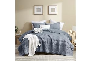 B2EVER Boho Blue Quilt California Cal King Size Bedding Sets with Pillow Sham, Oversized Lightweight Soft Bedspread Coverlet, Quilted Blanket Thin Comforter Bed Cover for All Season, 3 Pieces, 118x106 inches