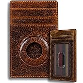 BULL GUARD Slim Card Holder Airtag Wallet – Never Lose Your Wallet Again, RFID Blocking Thin Pocket Sized Carry Case with ID Window, Premium Full Grain Leather, Durable with Soft Feel