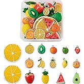 EEE ELECRELIVE 30pcs/Box Resin & Alloy Enamel Fruit Charms 15 Styles Apple Lemon Orange Pineapple Strawberry Dangle Pendants for DIY Necklace Bracelet Earrings Jewelry Making