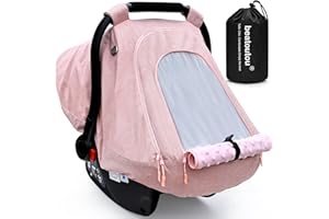 beatoutou Baby Car Seat Cover for Babies,Waterproof Baby Car Seat Cover for Girls,Infant Car Seat Cover Canopy for Girls,Windproof Car Seat Canopy for Girls, Keeps Babies Warm and Cozy (Pink)
