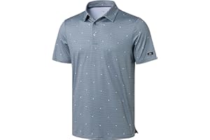 Obla Mens Golf Polo Shirts Short Sleeve Dry Fit Performance Moisture Wicking Casual Print Collared Golf Shirts for Men