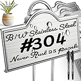Stainless Steel 304 Plant Labels for Garden Outdoor | Metal Plant Markers Waterproof for Vegetables Herb Seedlings Flowers with 2 Pens | 25 Pack | Label Area 3.74'' x 1.39'' Height 10.75 Inch | Silver