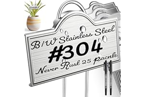 BRAVEX Stainless Steel 304 Plant Labels for Garden Outdoor | Metal Plant Markers Waterproof for Vegetables Herb Seedlings Flowers with 2 Pens | 25 Pack | Label Area 3.74'' x 1.39'' Height 10.75 Inch | Silver