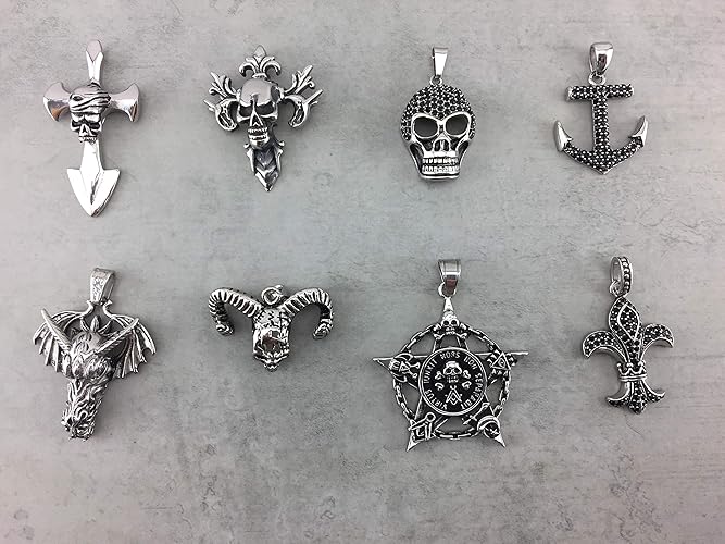 Halskettenanhänger Kettenanhänger Anhänger für Halskette Lederkette, Männer Herren Skull Kopf Totenkopf Schädel Kreuz Anker L