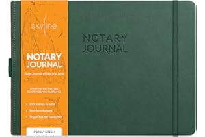 Skyline Notary Journal – Official Notary Public Record Book with Numbered Pages – Log Book for Notarial Acts & Records – Notary Supplies – 250 Entries, Hardcover, 10x7″ (Forest Green)