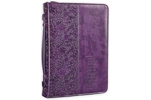 Christian Art Gifts Women's Fashion Bible Cover Faith Hebrews 11:1, Purple Paisley Faux Leather, Large