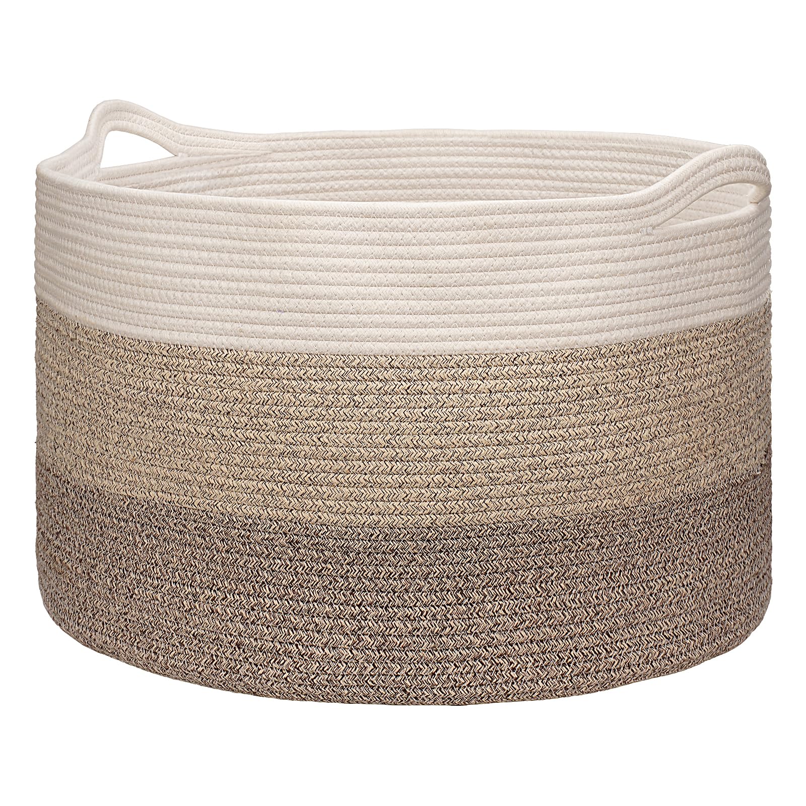 Ajiteogy XXXL Large Laundry Basket, D55 x H35cm Woven Blanket Basket 88L, Cotton Rope Storage Basket for Living Room,Toys, Towels, Pillows, Clothes