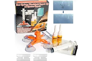 KMOOL Windshield Repair Kit, Glass Repair Fluid Windshield Crack Repair Kit with Pressure Syringes,2 Pcs Car Windshield Chip Repair Kit Glass Repair Kit Quick - Car Windshield Repair kit, Orange-001