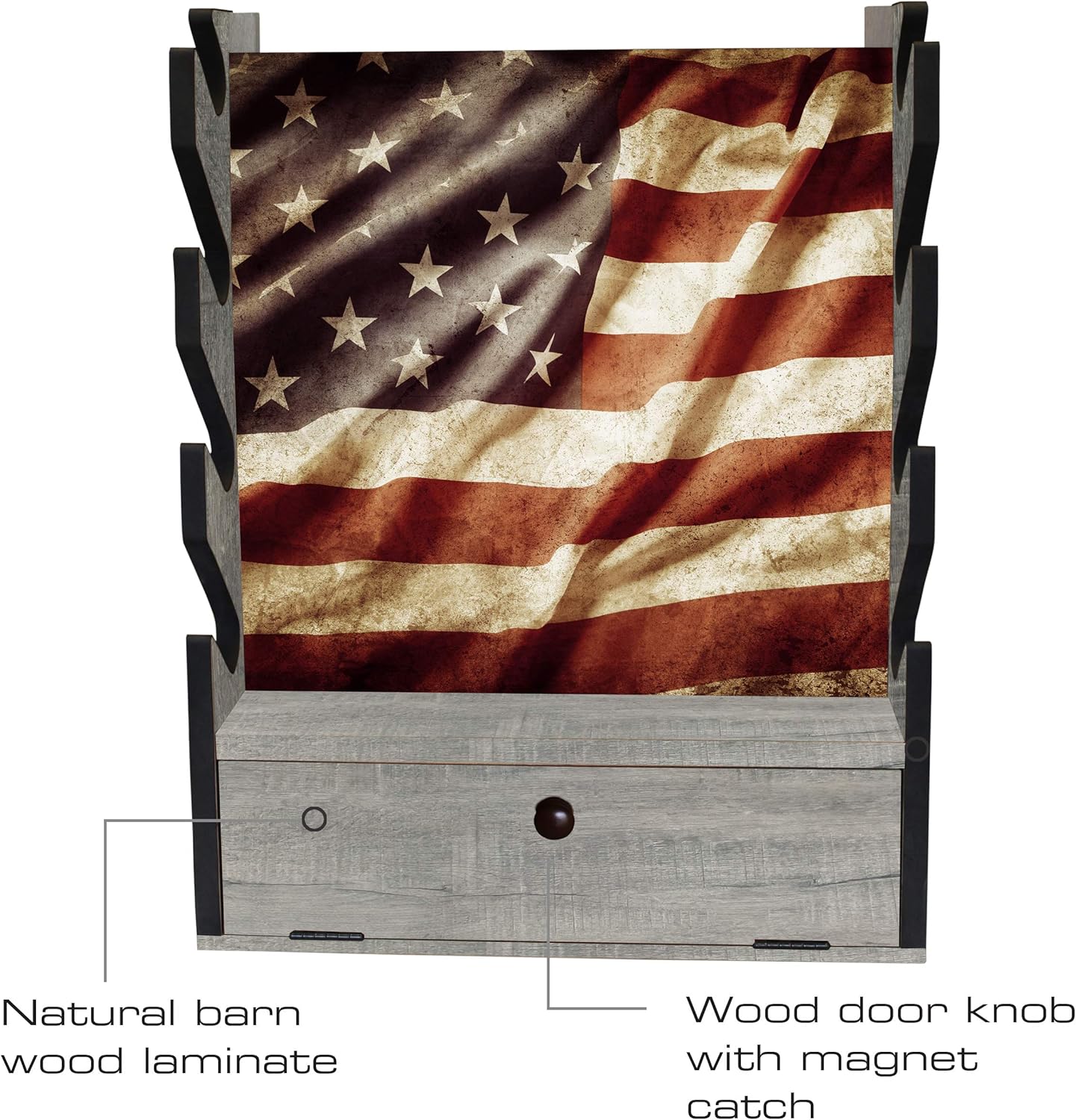 Rush Creek Creations Indoor 4 Rifle and Shotgun Wall Storage Americana Display Rack - Features Storage Compartment for Accessories: Sports & Outdoors