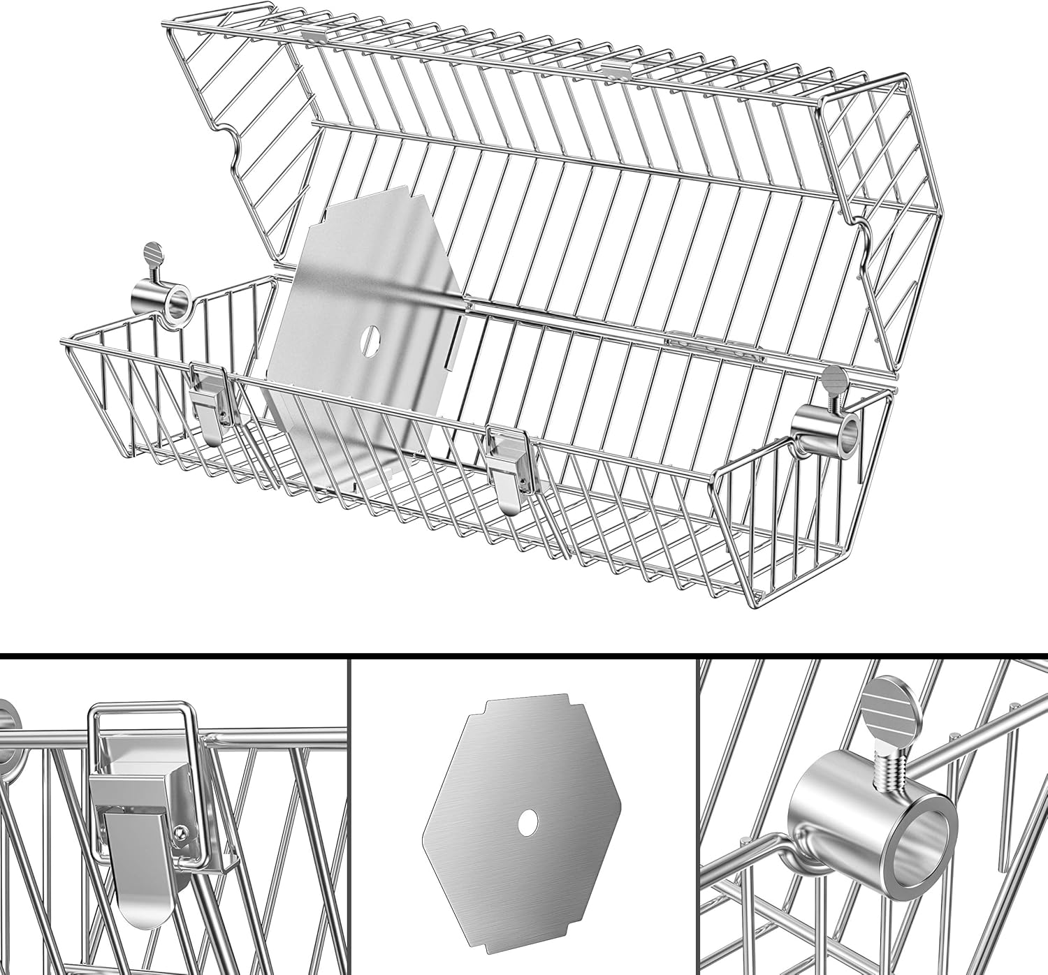 onlyfire 17-inch Stainless Steel Round Tumble Rotisserie Spit Rod Basket Fits for Any Grill : Garden & Outdoor