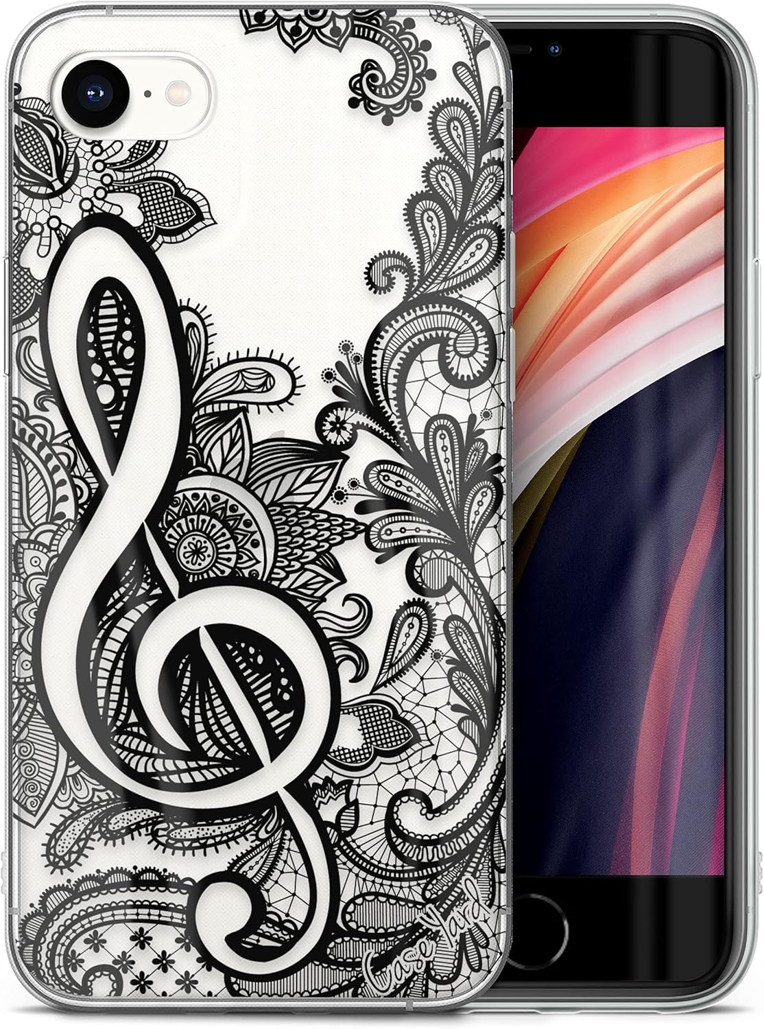 CaseYard Clear Soft & Flexible TPU Case for iPhone SE - Ultra Low Profile Slim Fit Thin Shockproof Transparent Bumper Protective Cover Drop Protective Case (Music Dolly)