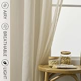 Home Brilliant Short Linen Look Sheer Curtains 2 Panels 54x45 Inch view 2