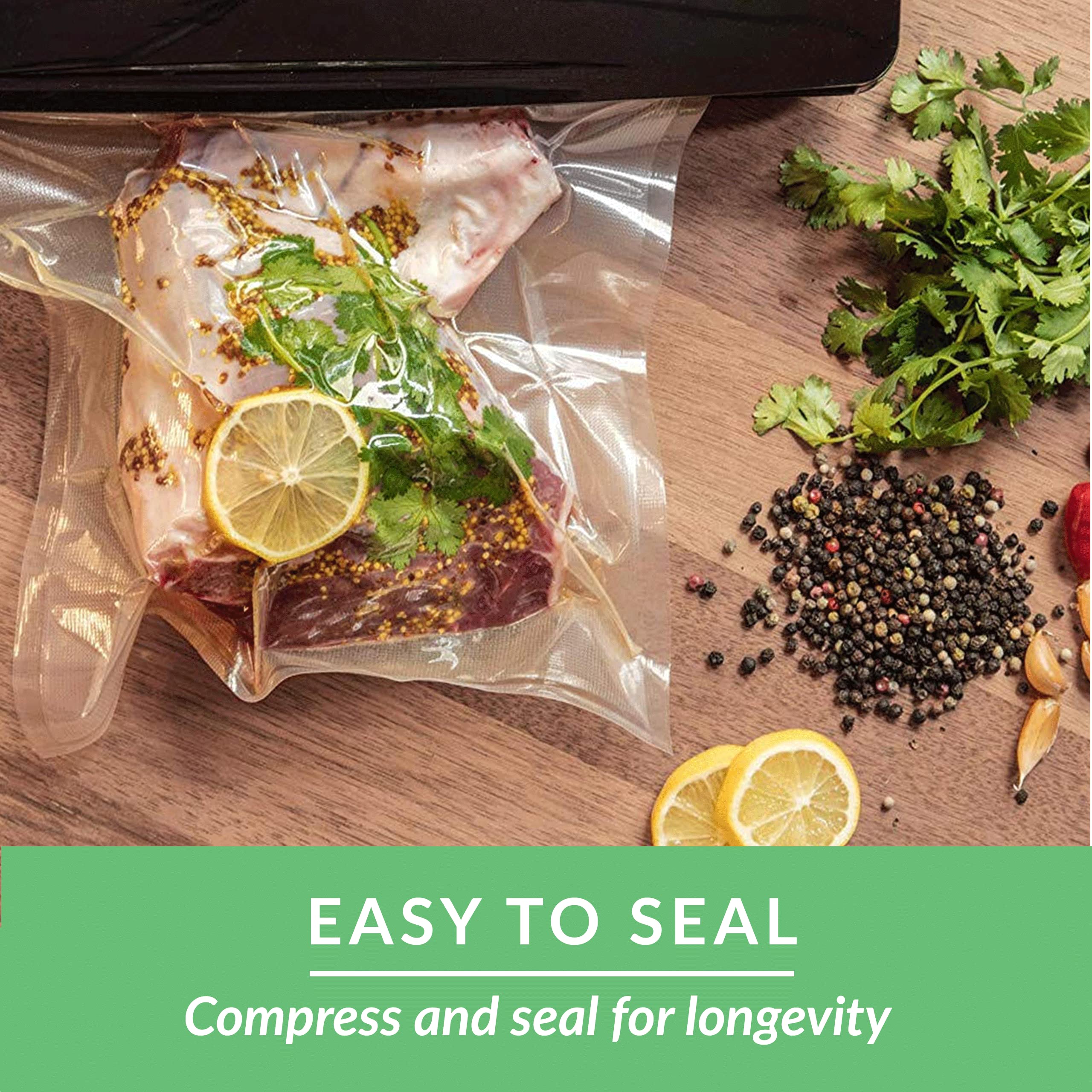 Nutri-Lock Vacuum Sealer Bags, Set of 2 8"x50' & 11"x50' BPA-Free Rolls, Vac Seal for Sous Vide & Meal Prep, Commercial Grade Food Vac Bags