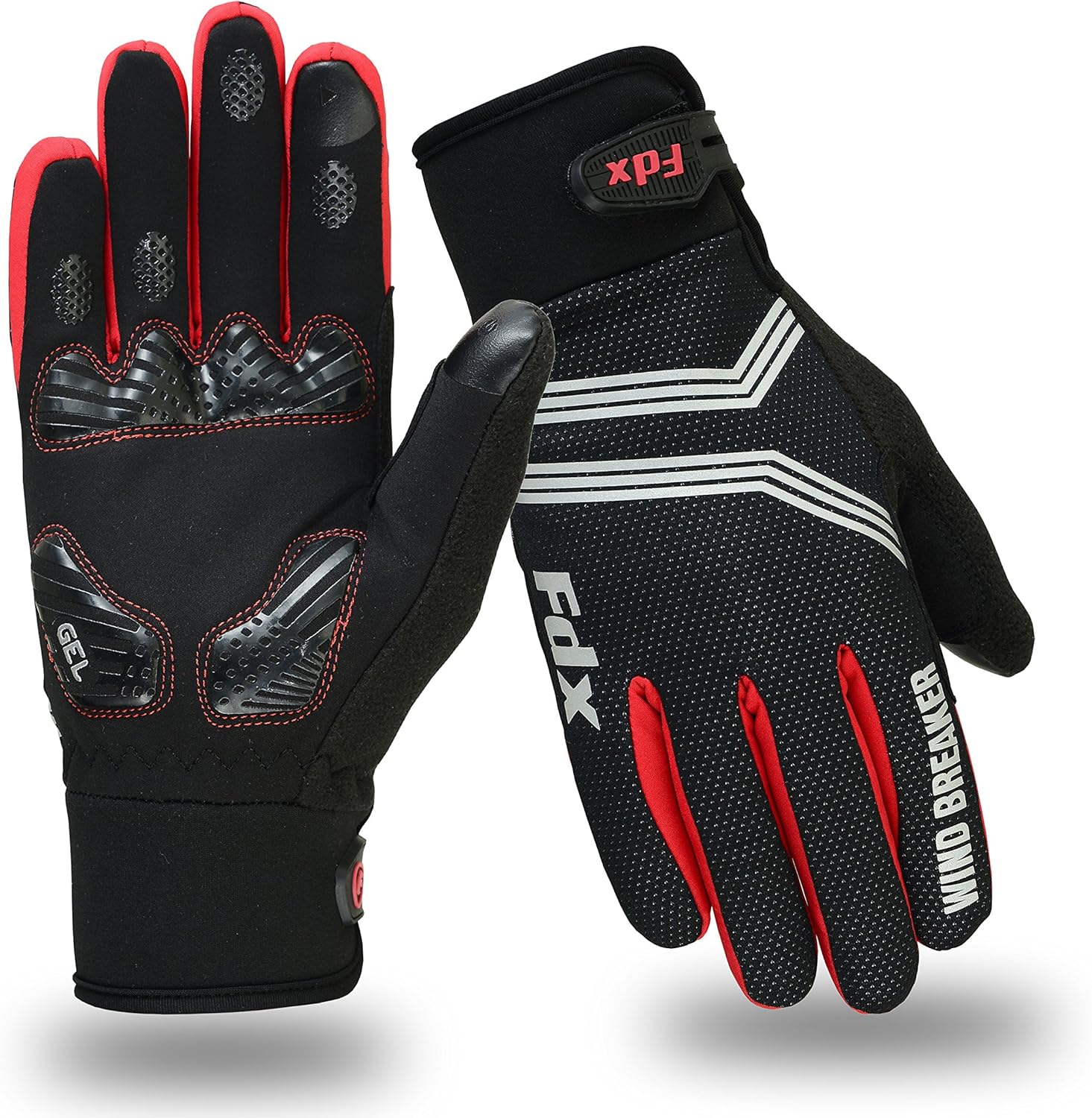 FDX Cycling Gloves Windproof Gel Padded Touchscreen Compatible Full Finger Gloves: Amazon.co.uk 